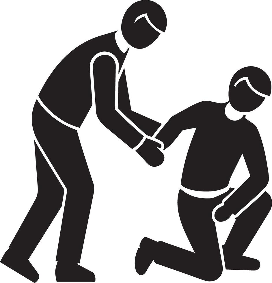 people helping with a other people black and white illustration vector