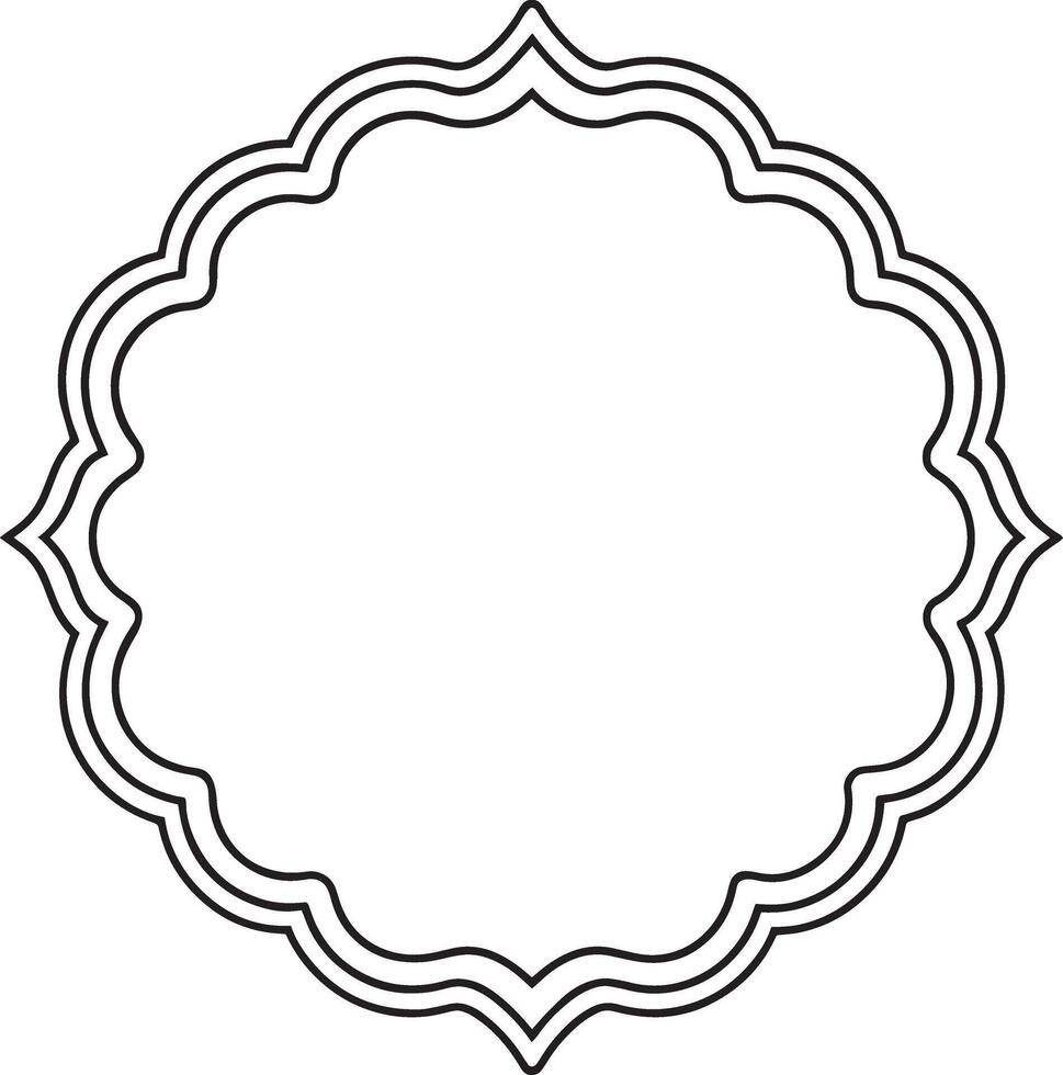 Oval border frame deco label simple line corner design. vector