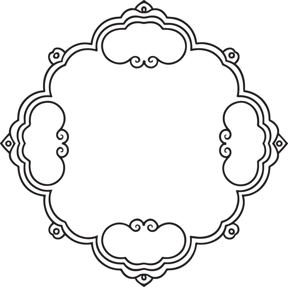 Oval border frame deco label simple line corner design. vector
