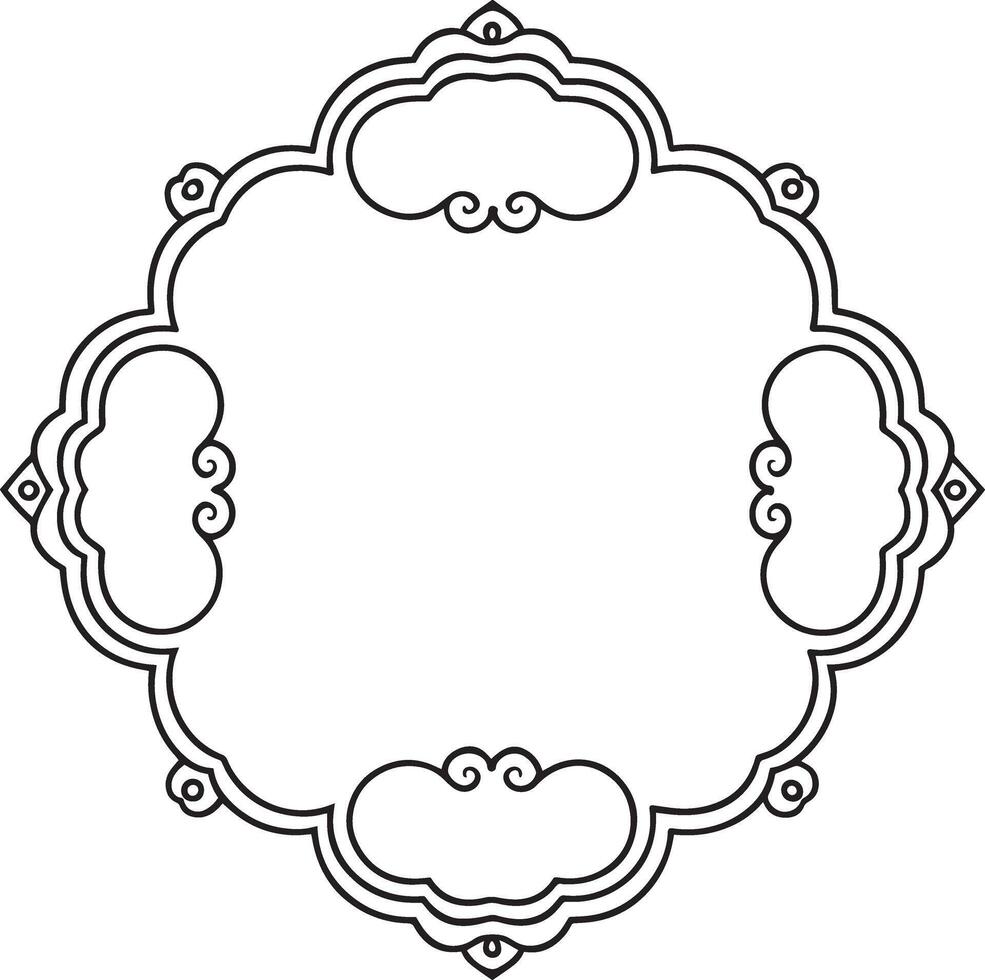 Oval border frame deco label simple line corner design. vector