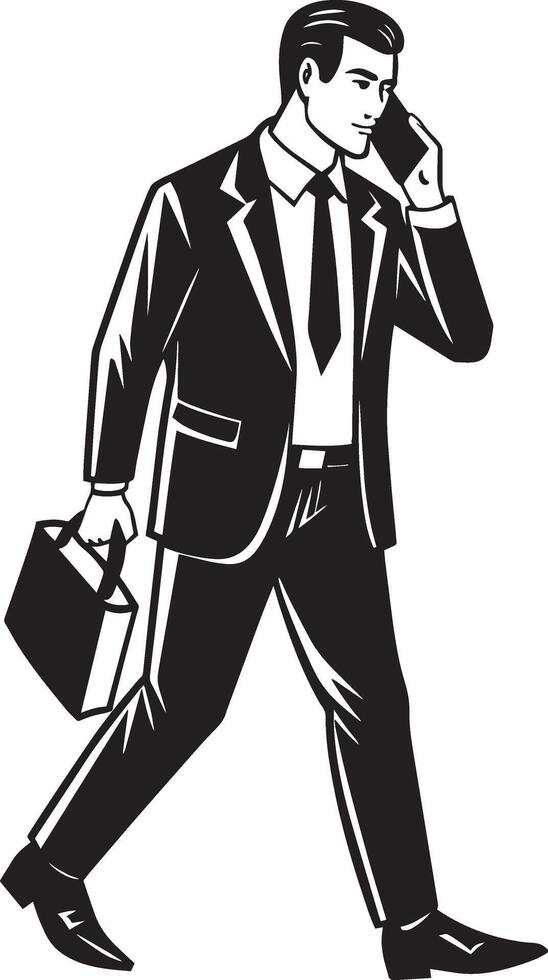 Businessman with a briefcase talking on the phone.r illustration vector