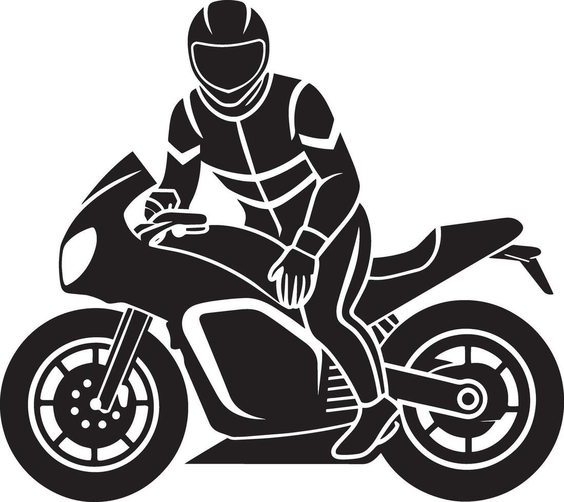 motociclista montando un moto. ilustración aislado en blanco antecedentes vector