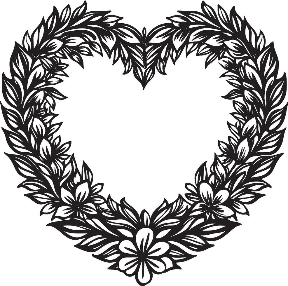 Illustration of floral heart frame with floral elements vector