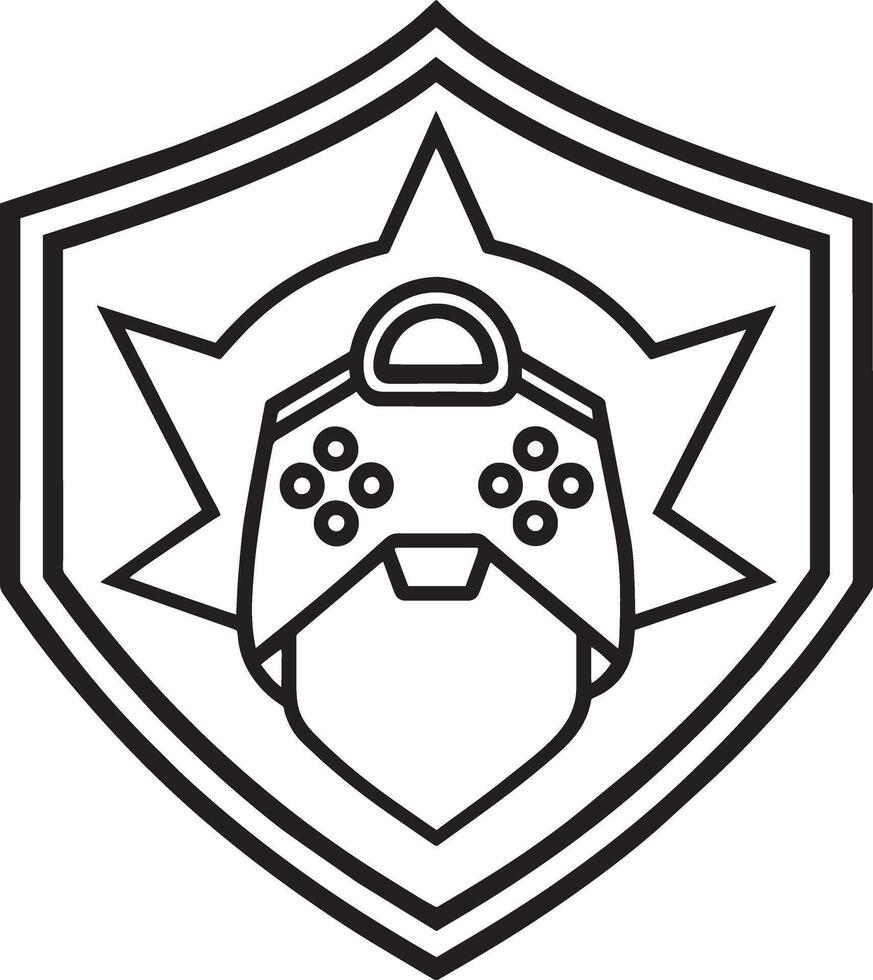 game control handle with shield illustration design line style vector