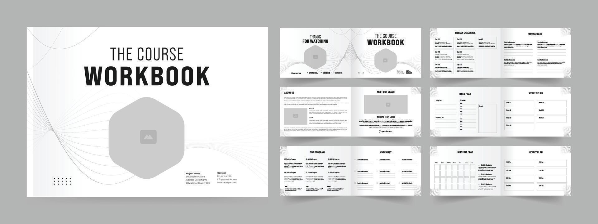 Landscape course workbook design and planner layout template. vector