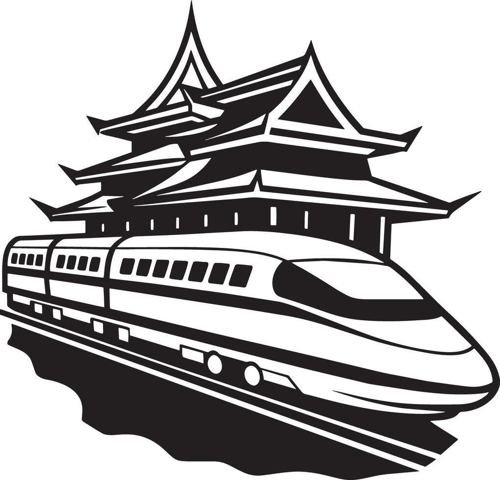 japanes bullet train icon clipart silhouette isolated on white background vector