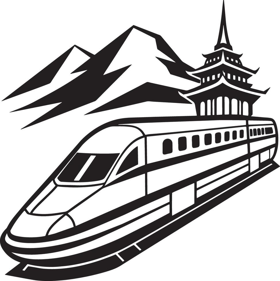 japanes bullet train icon clipart silhouette isolated on white background vector