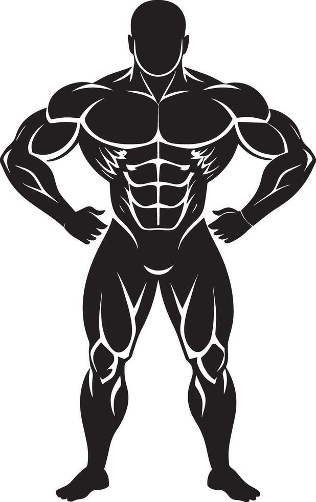 Bodybuilder with full length body. Muscular man. illustration. vector