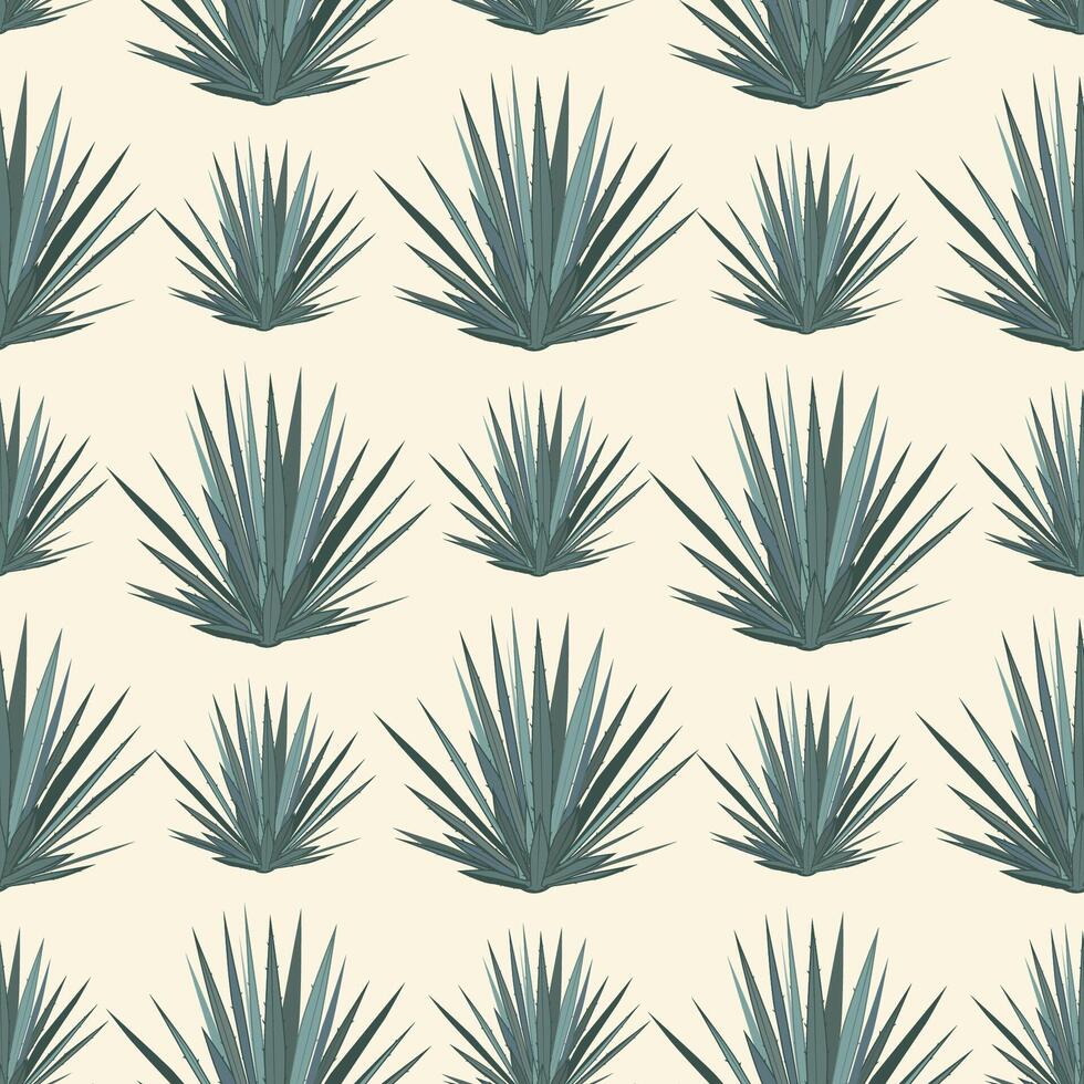 Blue Agave Succulent Plant Seamless Pattern vector