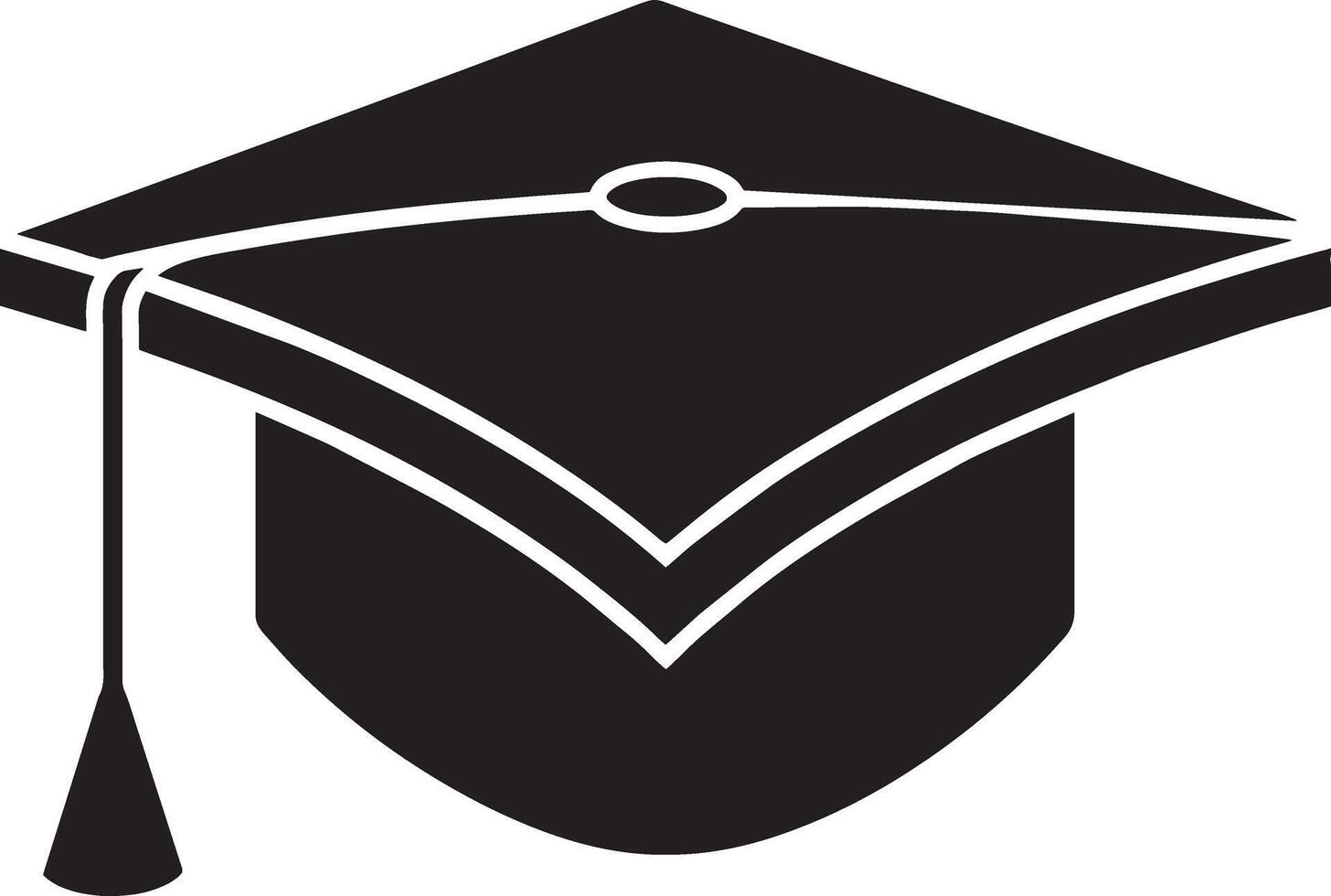 graduación gorra icono. plano negro símbolo. aislado en un blanco antecedentes. vector