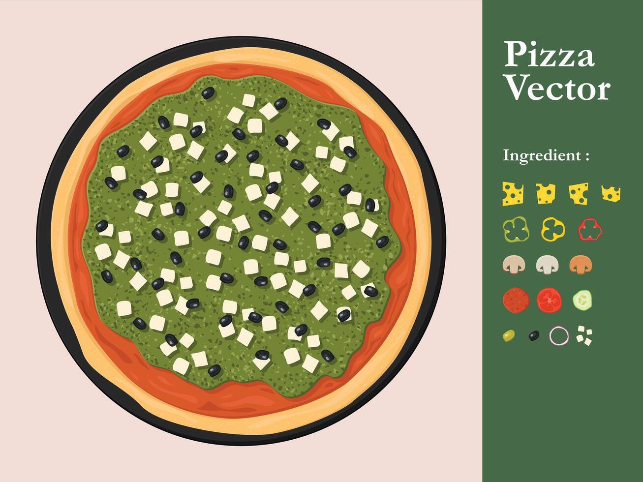 pizza icon restaurant menu element cafe pepperoni cartoon illustration abstract sauce food vector