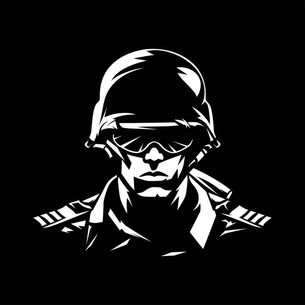 Silhouette of Soldier wearing a hat with a gallantry vector