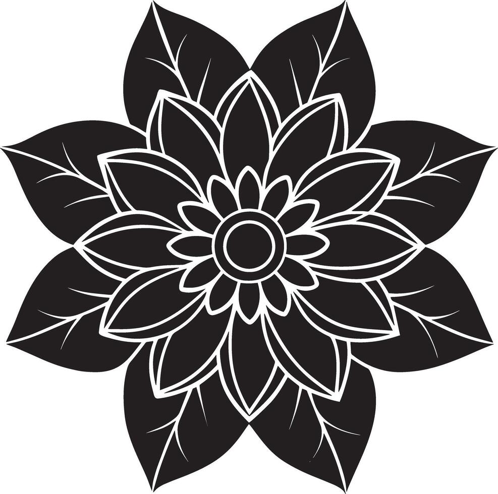 negro y blanco mandala flor en un blanco antecedentes. ilustración. vector