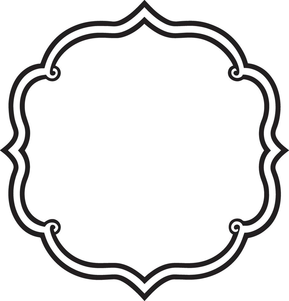 Oval border frame deco label. Simple line signboard vector