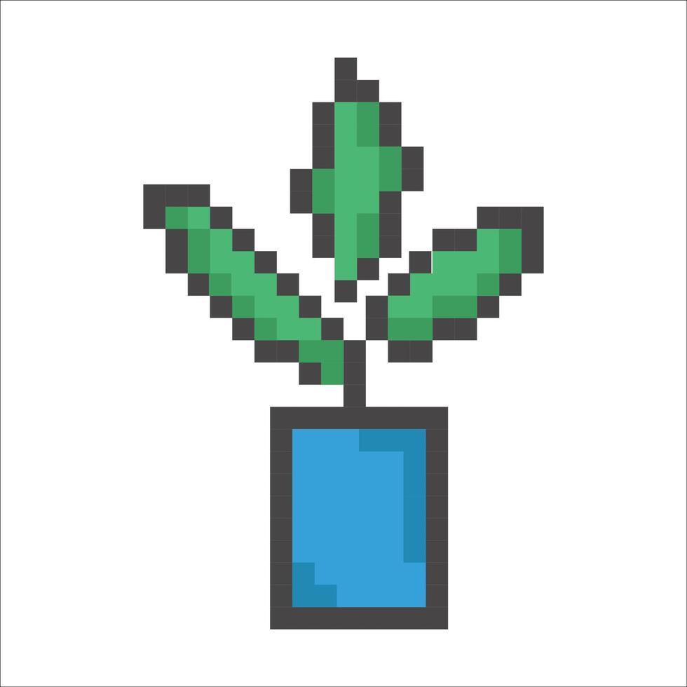 icons in pixel art style, retro style icons, squares. icon-plant, flower vector