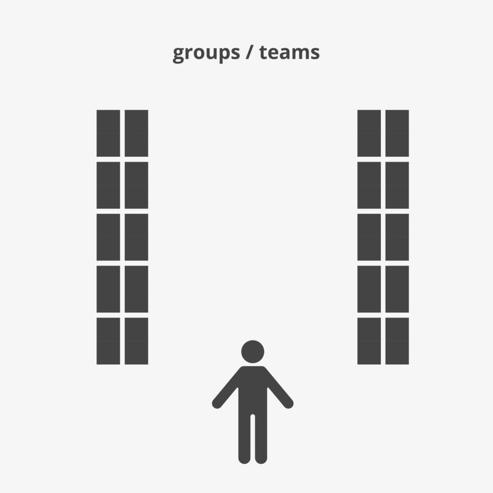 Group seating arrangements icon. Plan of seats in classroom, seminar or wedding. Scheme, blueprint, architectural plan. illustration vector