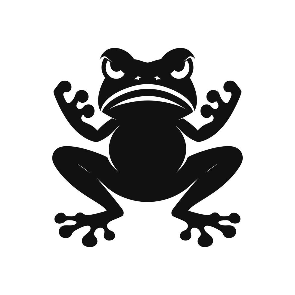 Angry crowdy Frog icon silhouette logo illustration isolated on white vector