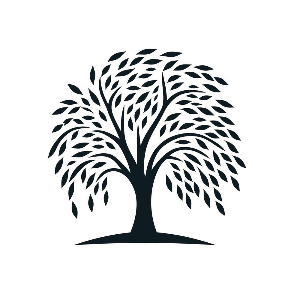 Tranquil Tribute Willow Tree Symbol Sign Concept for Nature Conservation vector