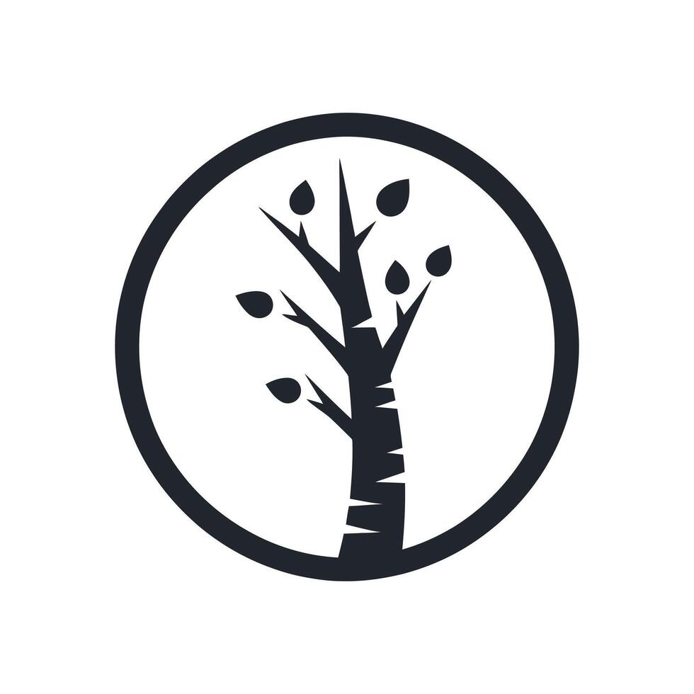 Birch Tree Logo Icon for Forest Station and Jungle Keeper vector