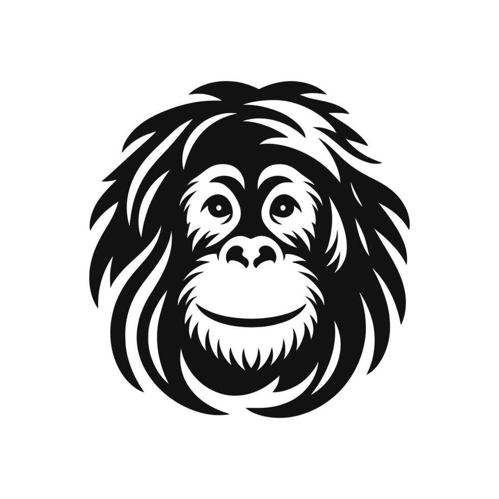 Orangutan face head logo design silhouette icon vector