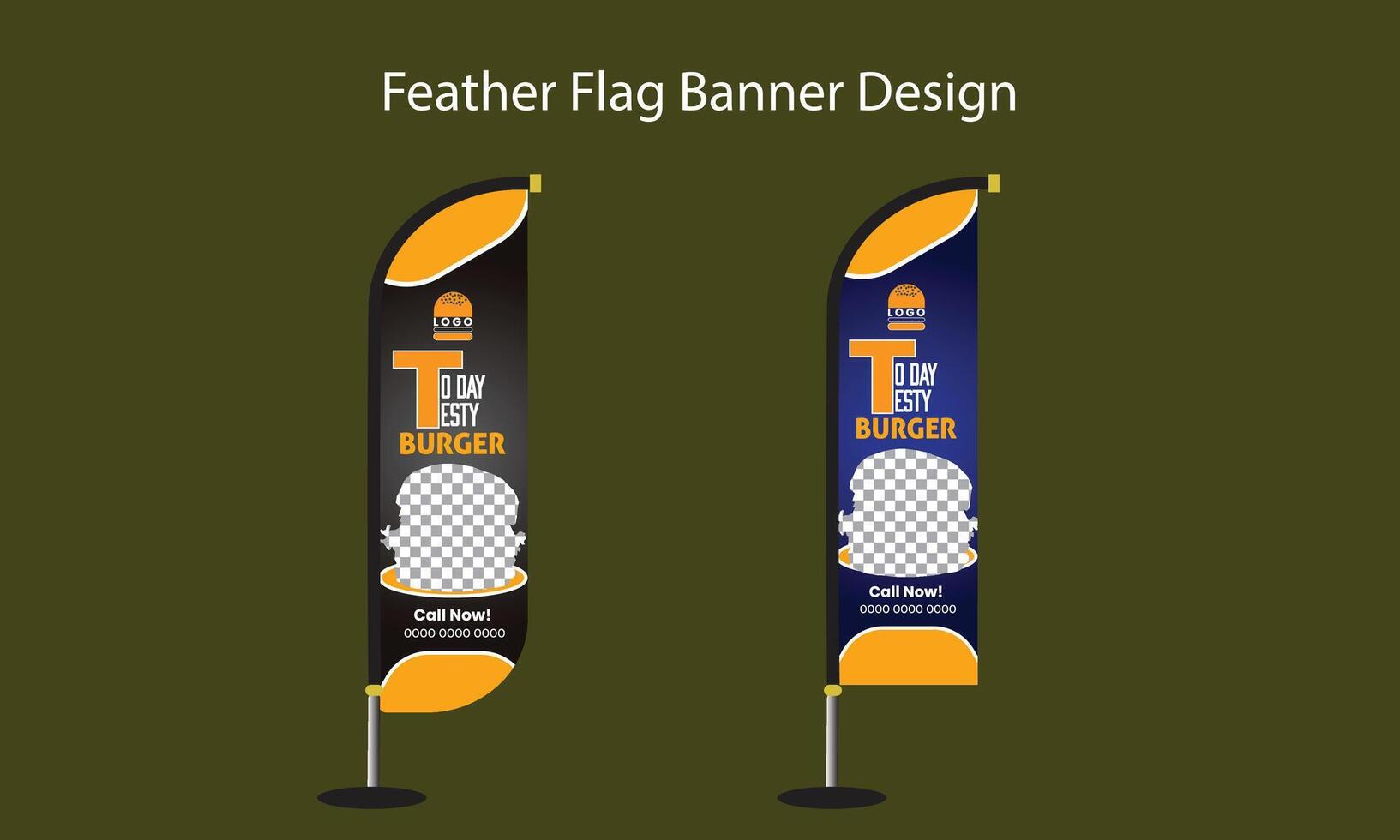 Burger advertising feather flag design vector