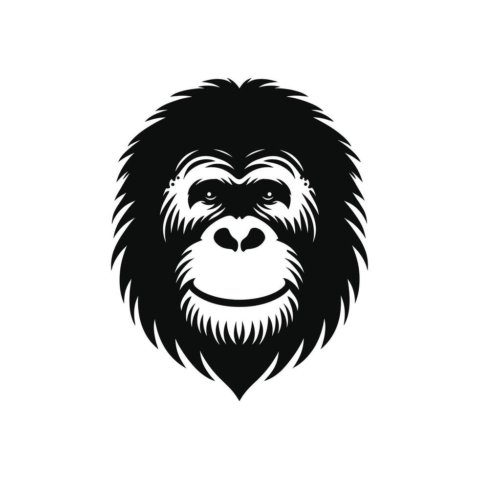 Orangutan face head logo design silhouette icon vector