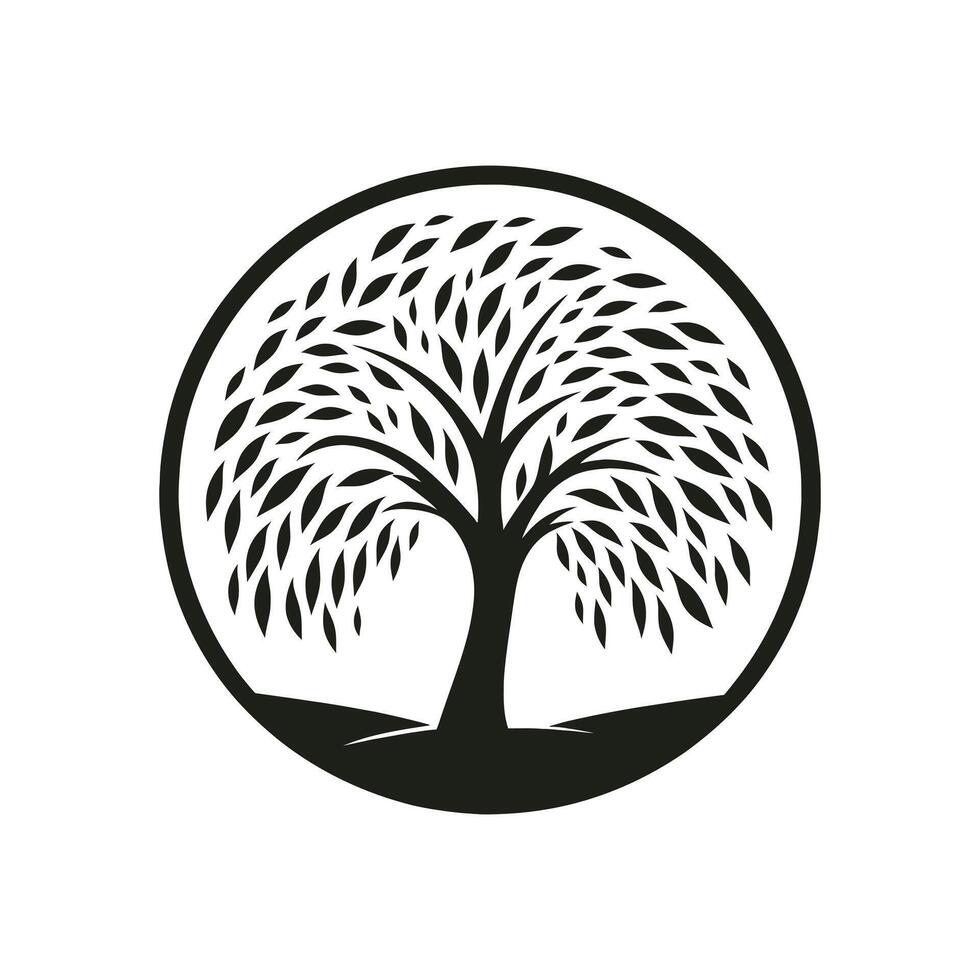 Serenity Symbol icon Concept of Nature-Friendly Willow Tree vector