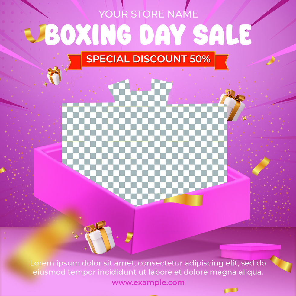 Hand drawn flat boxing day sale 3D illustration psd