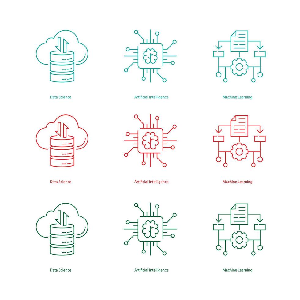 Artificial Intelligence, AI, Machine Learning, ML, Data Science Illustrtaion Icon Designs vector