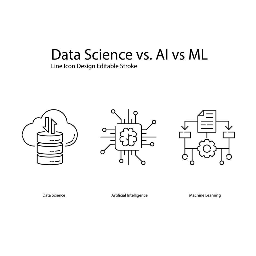 Artificial Intelligence, AI, Machine Learning, ML, Data Science Illustrtaion Icon Designs vector