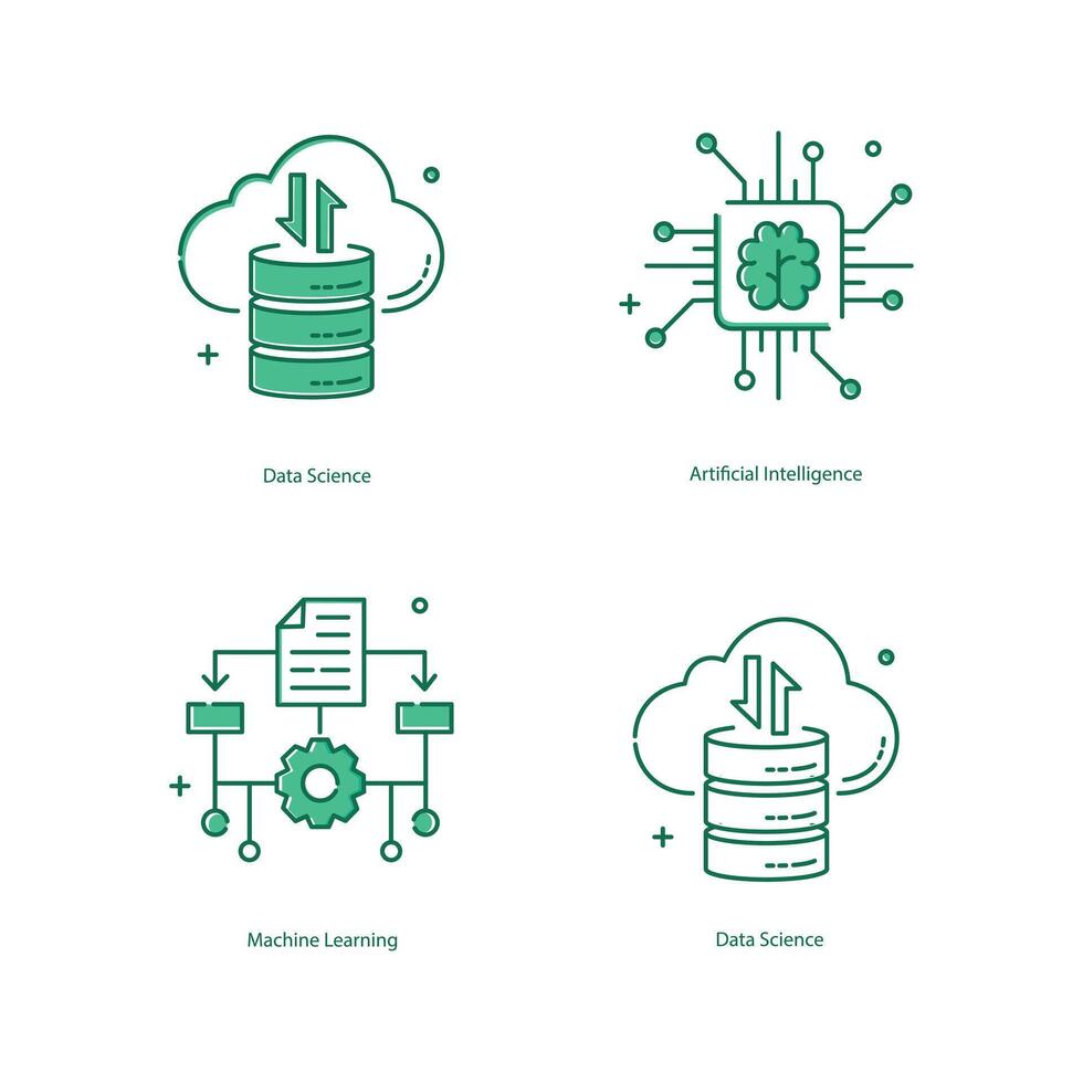 Artificial Intelligence, AI, Machine Learning, ML, Data Science Illustrtaion Icon Designs vector