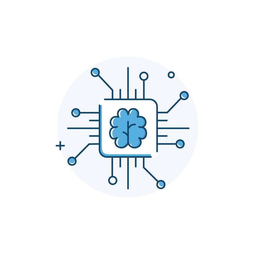 Artificial Intelligence, Intelligent Systems Illustration Icon Design vector