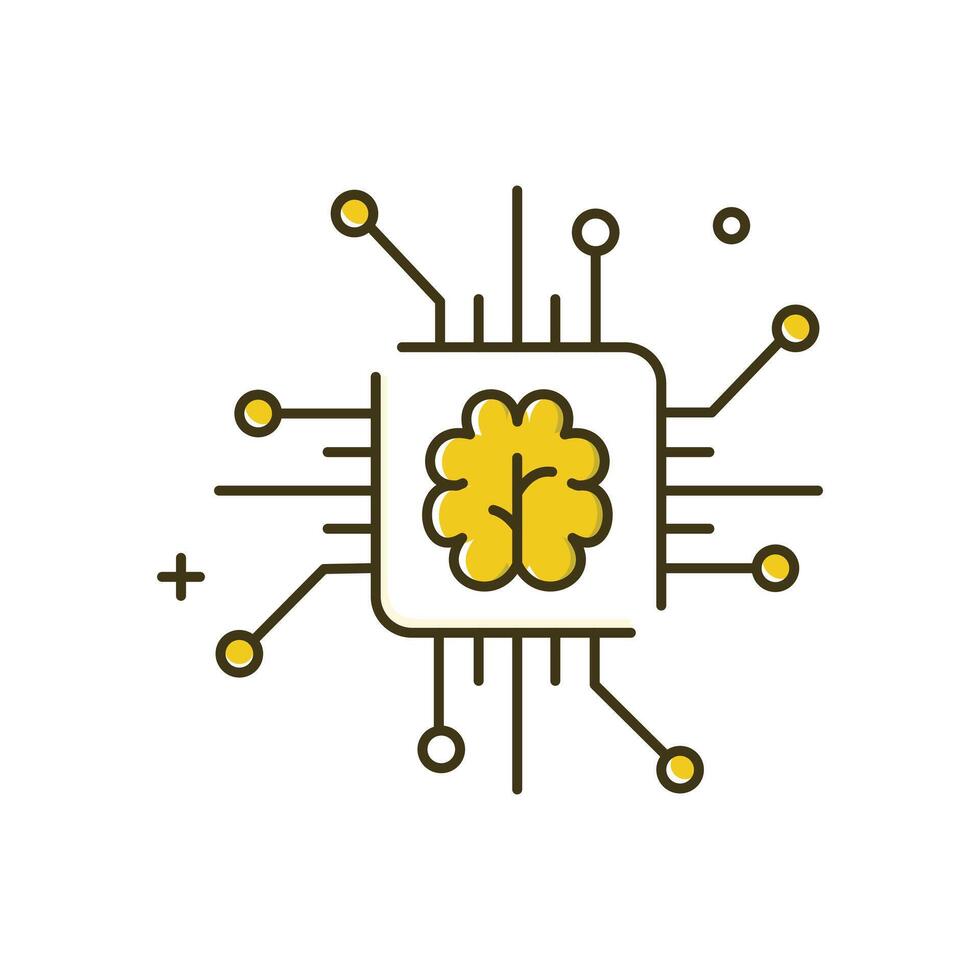 Artificial Intelligence, Intelligent Systems Illustration Icon Design vector