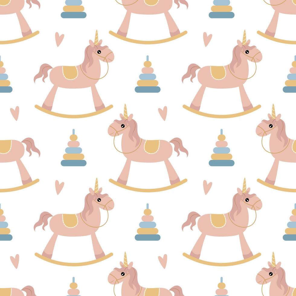 A simple seamless pattern in a flat style. Unicorn. For decoration of children's room, textiles, wrapping paper, wallpaper. vector