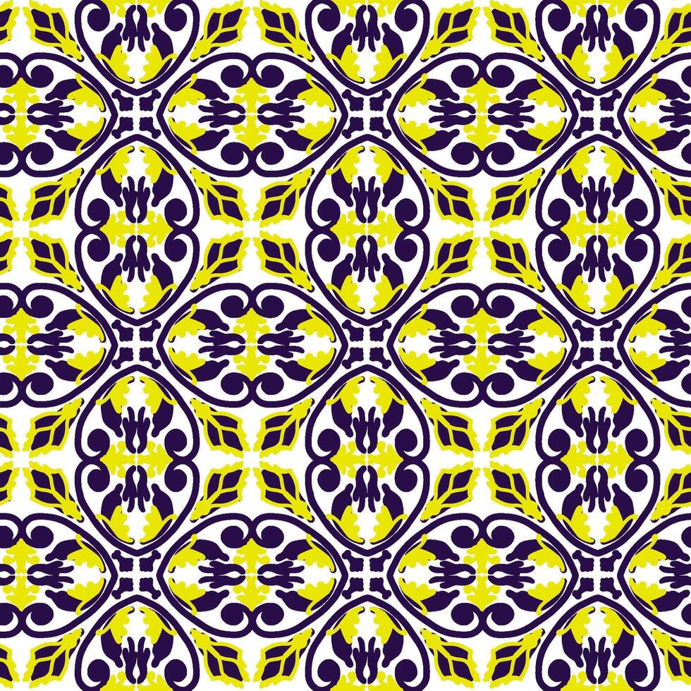 A pattern of yellow and blue ornament with a white background. The flowers are arranged in a way that creates a sense of movement and energy. The colors are bright and cheerful vector