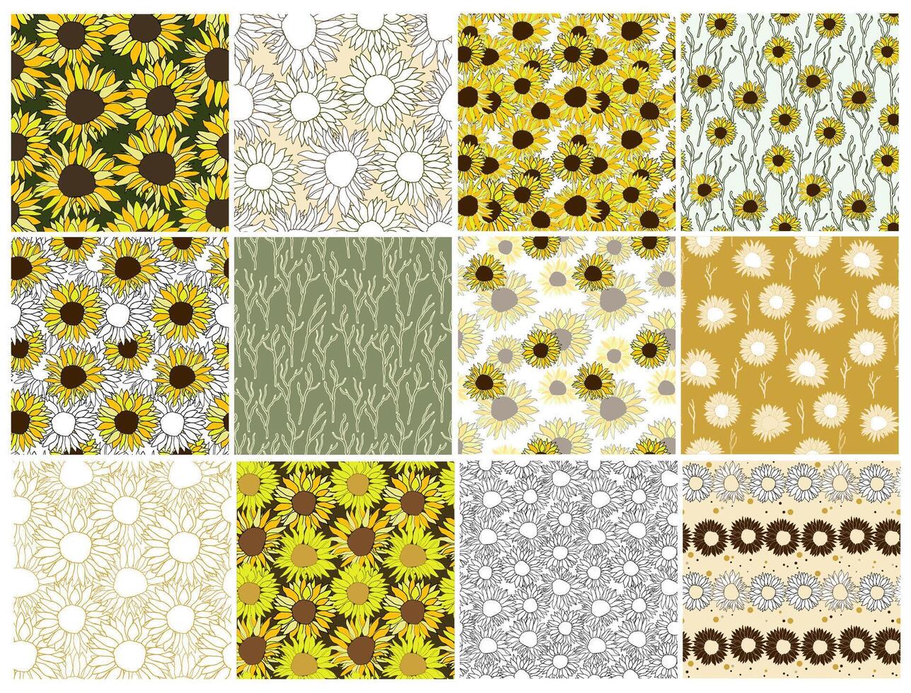 Sunflower seamless pattern vector