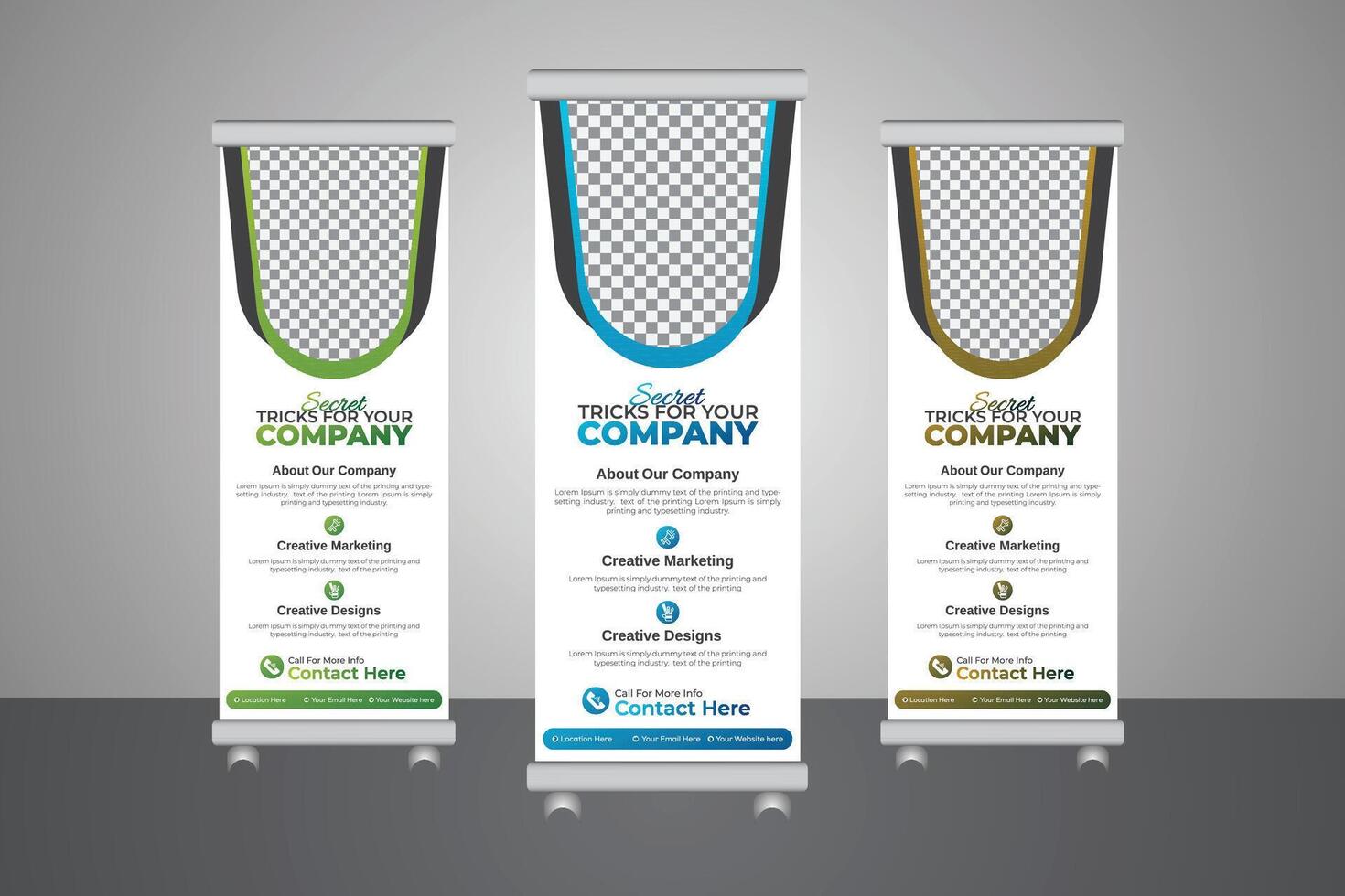 Roll up ads banner corporate roll-up advertisements template vector