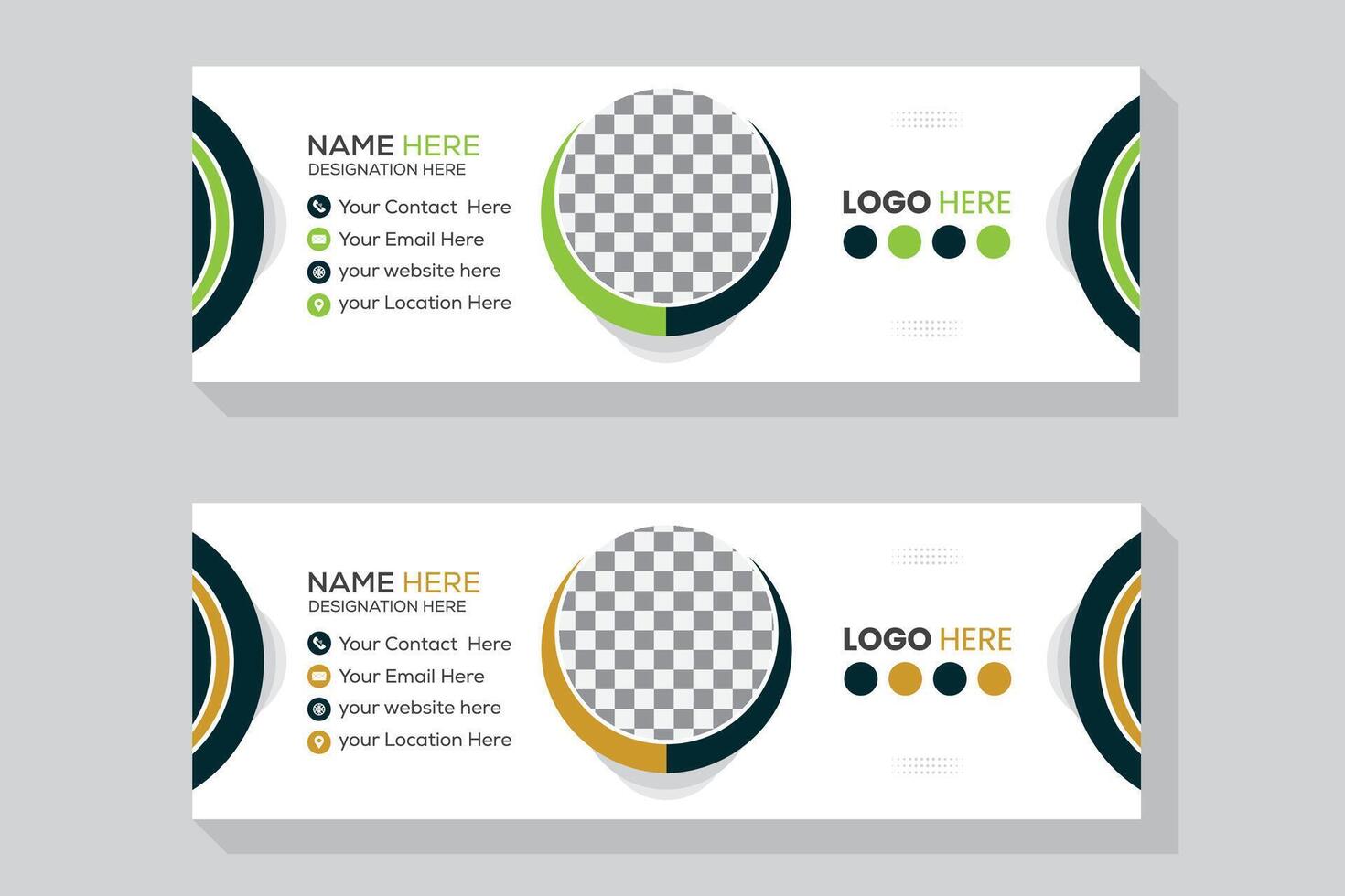 Round shapes email signature or email footer template vector