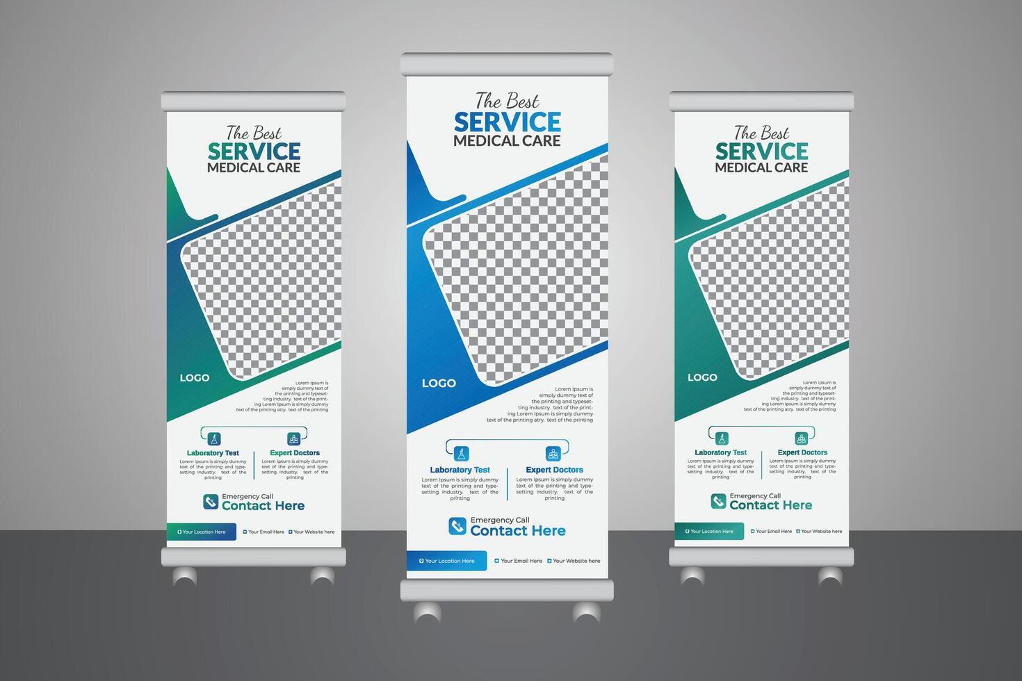 For medical, a creative roll up and adds banner template vector