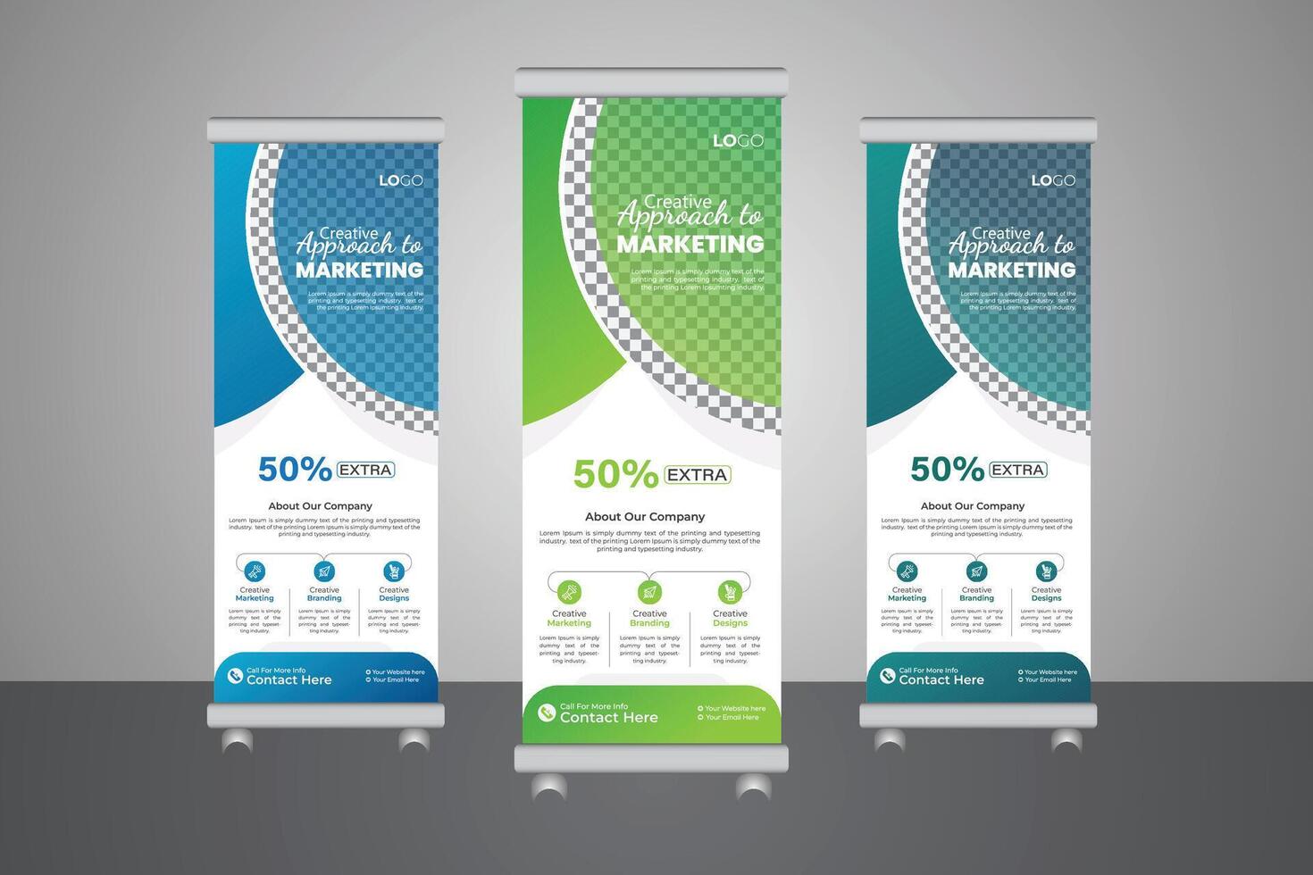 Innovative x-banner template for display advertisements, Roll-up banner design for business vector