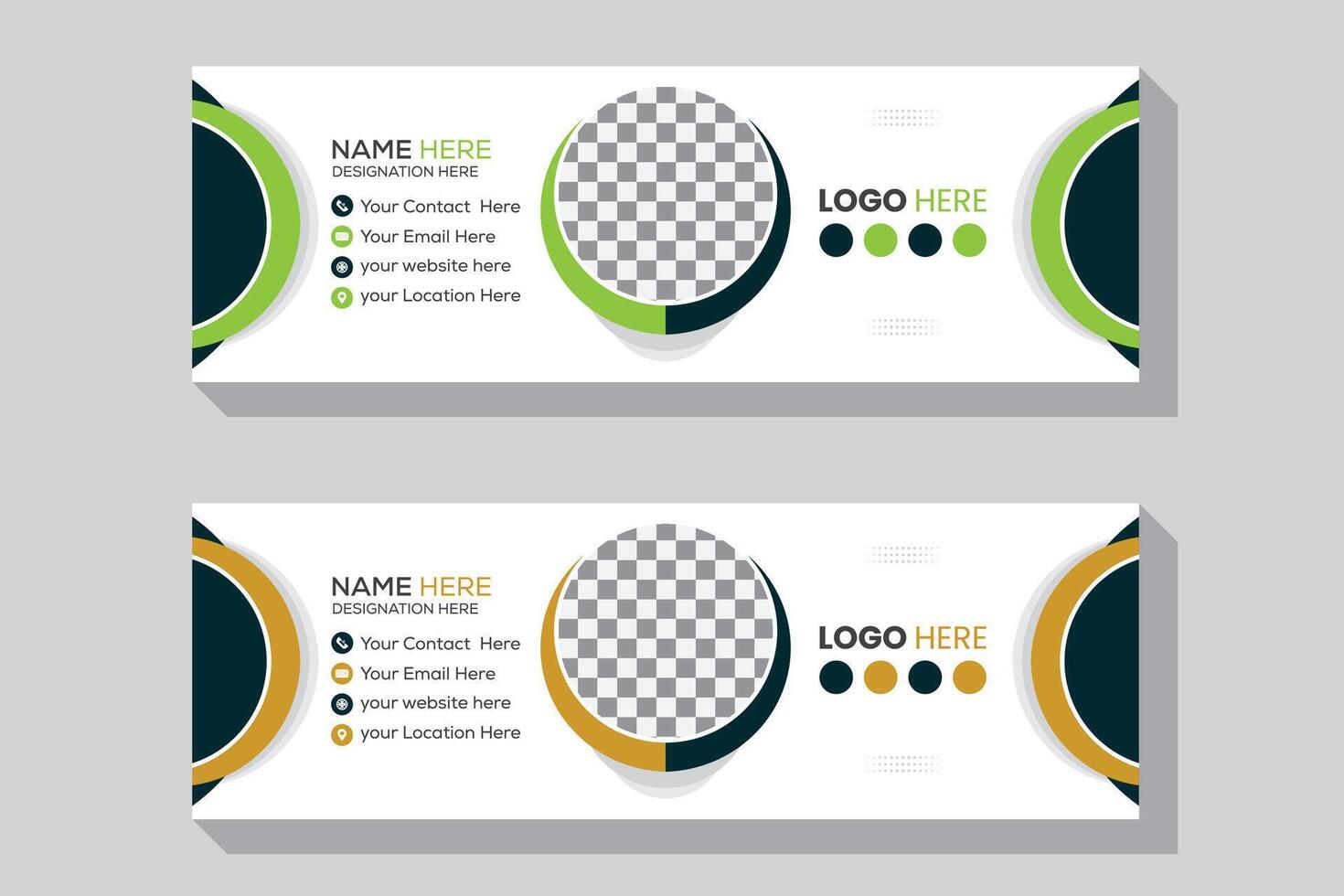 Stylish circular email signature or footer template design vector