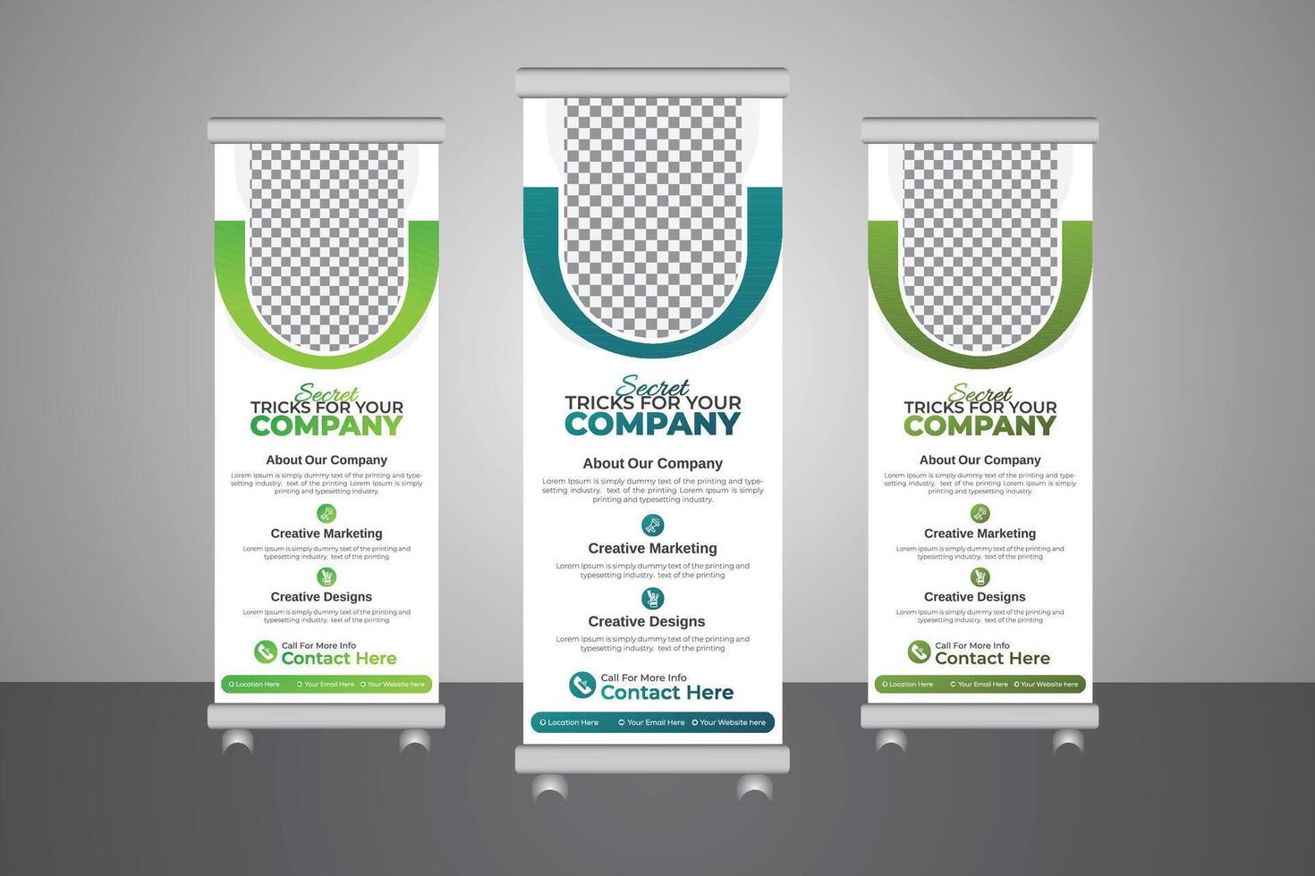 Innovative x-banner template for display ads, Business Roll-up banner vector