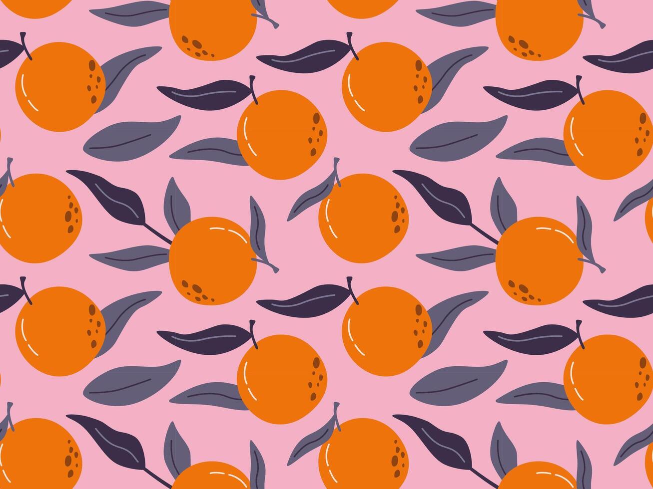 Tropical seamless pattern with oranges. fruit summer background. Bright modern abstract print for paper, fabric. vector