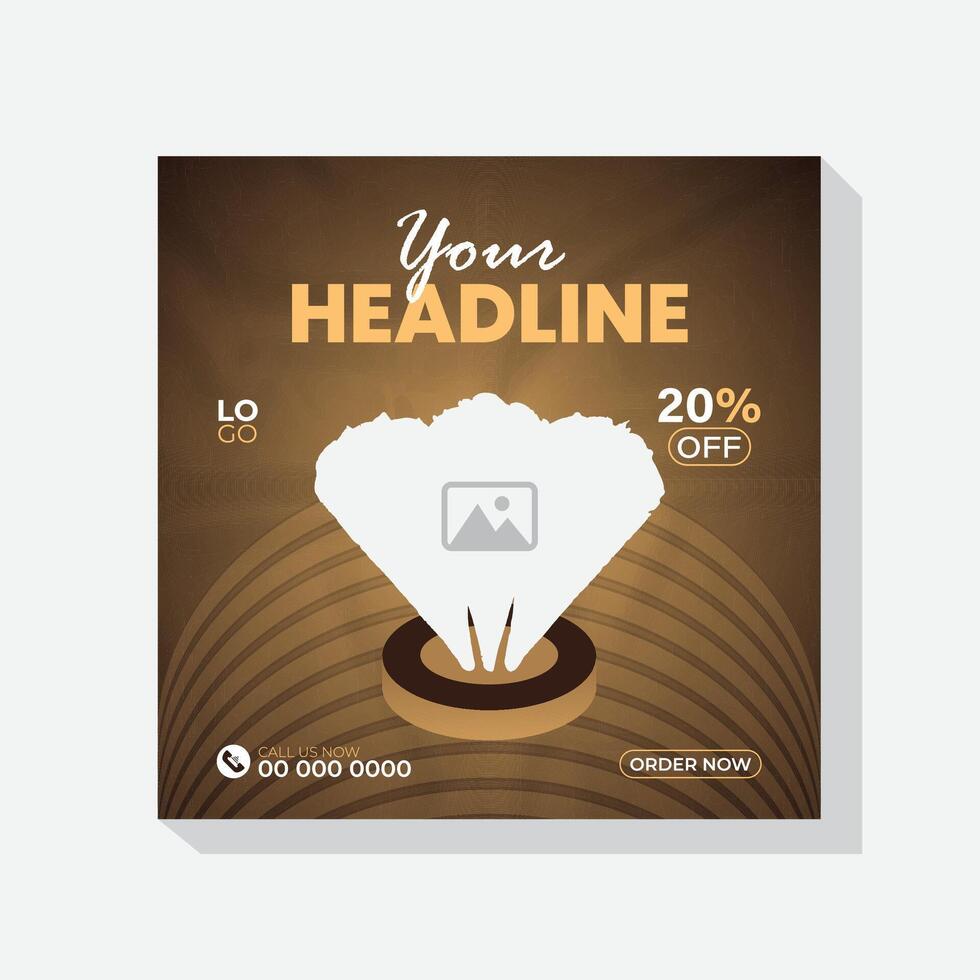 Unique social media post banner design template for chocolate ice cream vector