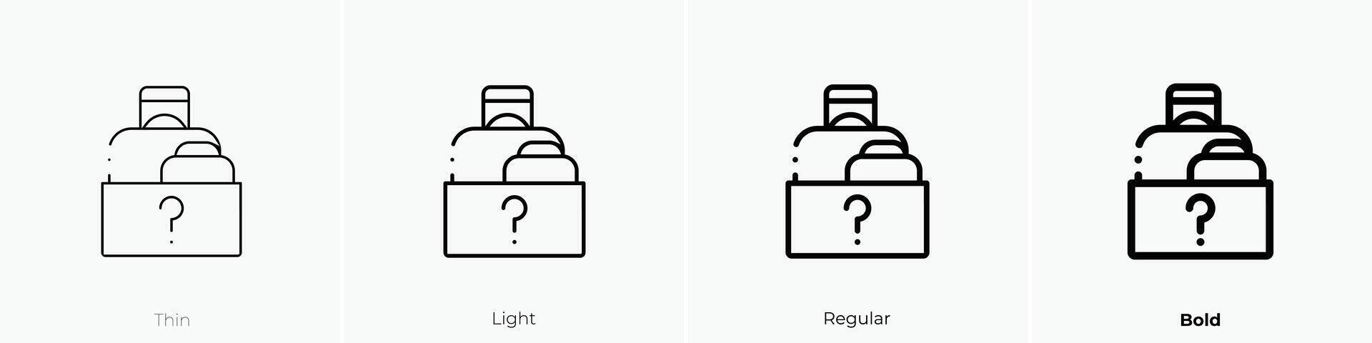 lost and found icon. Thin, Light, Regular And Bold style design isolated on white background vector