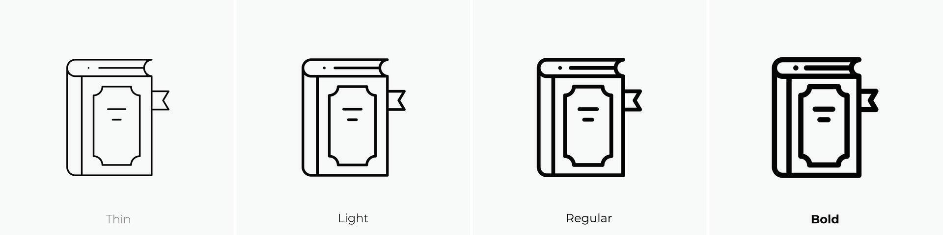 magic book icon. Thin, Light, Regular And Bold style design isolated on white background vector