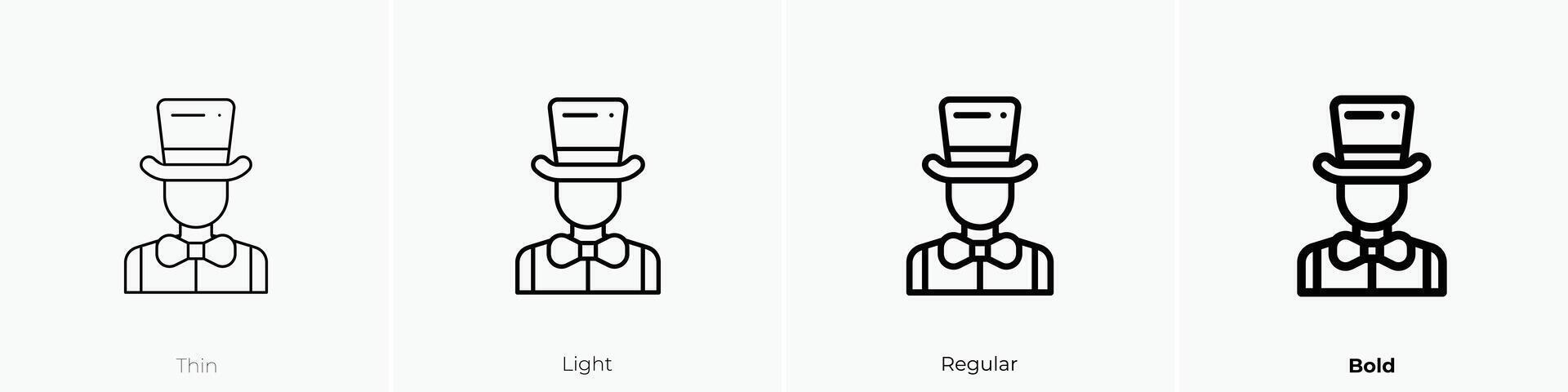 magician icon. Thin, Light, Regular And Bold style design isolated on white background vector