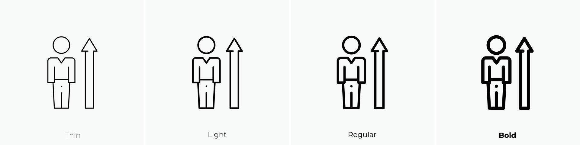 man icon. Thin, Light, Regular And Bold style design isolated on white background vector