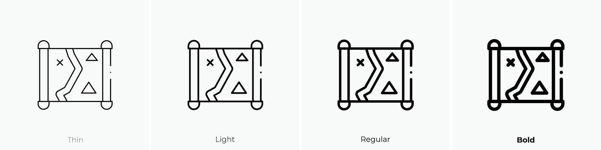 mapa icono. delgado, luz, regular y negrita estilo diseño aislado en blanco antecedentes vector