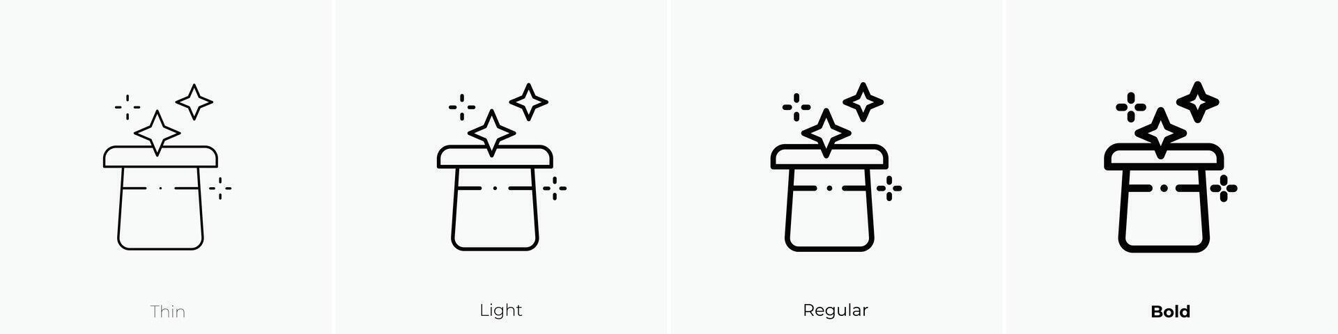 magic hat icon. Thin, Light, Regular And Bold style design isolated on white background vector
